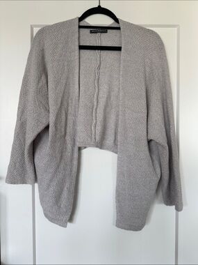 Brandy Melville Light Gray Open-Front Knit Cardigan
